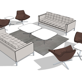 现代沙发组合草图大师模型，沙发组合sketchup模型
