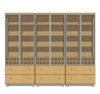 现代实木酒柜草图大师模型，酒柜sketchup模型下载