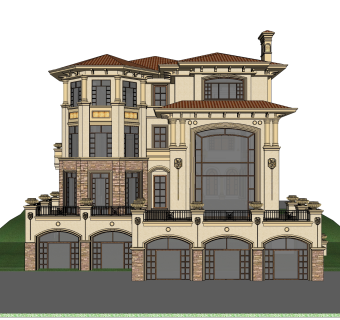 欧式别墅SU模型，别墅SKP模型下载