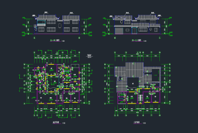 三套古建别墅建筑图，古建筑CAD建筑图纸下载