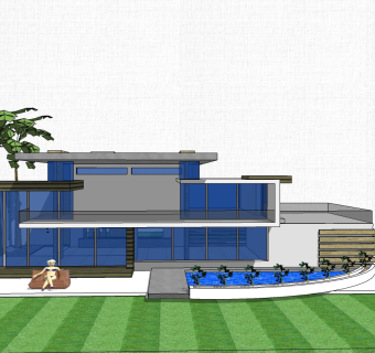 现代简约别墅草图大师模型，别墅skp模型下载