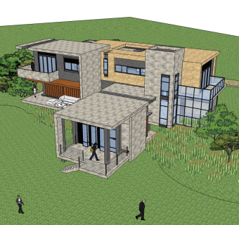 现代欧式风格别墅草图大师模型，别墅SU模型下载