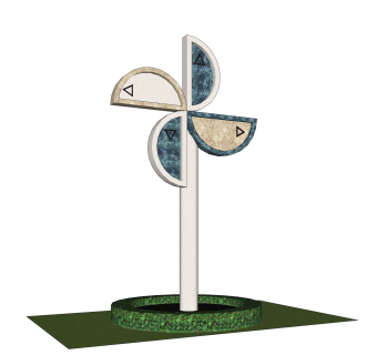 现代风车指示牌草图大师模型，风车指示牌su模型下载