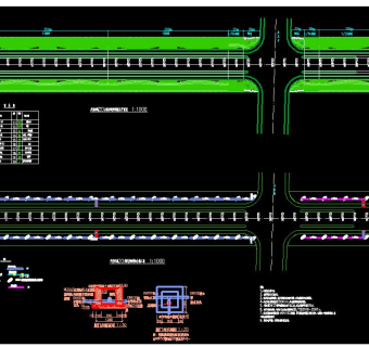 公路绿化带施工设计，绿化带CAD施工方案