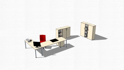 现代班台桌su模型，班台桌sketchup模型下载