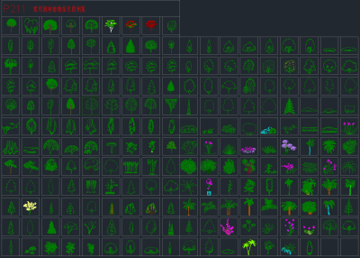 园林植物苗木图CAD素材，园林苗木dwg文件下载
