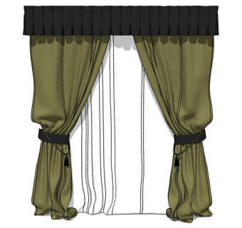 现代窗帘草图大师模型下载、现代窗帘su模型下载