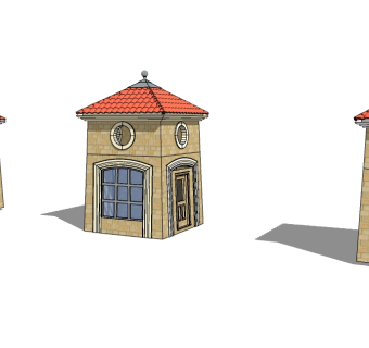 欧式入口大门skp文件下载，入口大门SU模型分享