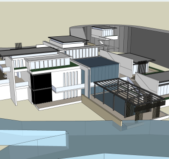 现代独栋别墅草图大师模型下载，独栋别墅sketchup模型