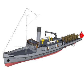 土耳其NUSRET神助号布雷舰草图大师模型，布雷舰SU模型下载