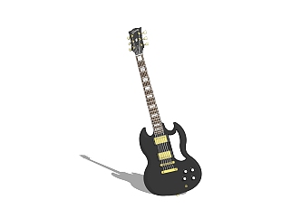 现代吉他sketchup模型，吉他草图大师模型下载