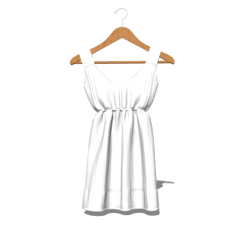 现代白色吊带裙免费su模型，服饰skp模型下载