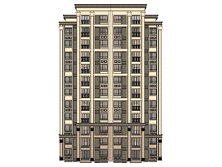 欧式高层住宅楼sketchup模型下载，住宅楼草图大师模型