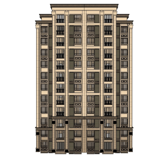欧式高层住宅楼sketchup模型下载，住宅楼草图大师模型