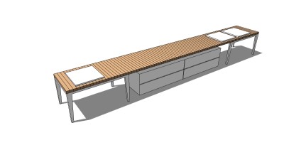 现代条形座椅skp文件下载，户外椅sketchup模型下载