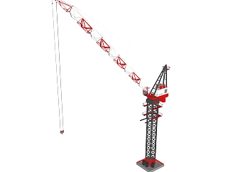 现代大型工用塔吊起重机sketchup模型，工业器材skb文件下载