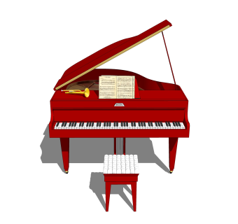现代钢琴草图大师模型，钢琴SKB文件下载