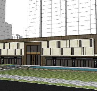 现代售楼处建筑方案草图大师模型，建筑构件sketchup模型免费下载