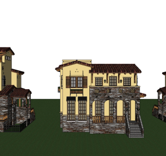 欧式别墅su模型下载、欧式别墅草图大师模型下载