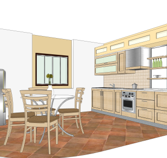 现代橱柜su免费模型，厨房柜草图大师模型下载