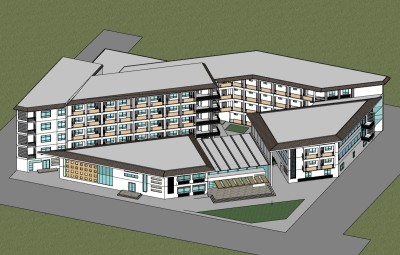 现代医疗建筑草图大师模型，医院sketchup模型