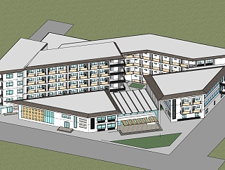 现代<em>医疗建筑</em>草图大师模型，医院sketchup模型