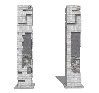 新中式浮雕柱草图大师模型，浮雕柱sketchup模型下载
