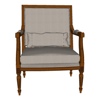 简欧单人沙发免费skb文件，实木布艺沙发skp模型下载