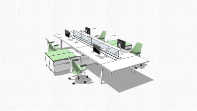 办工桌草图大师模型，办工桌skp模型，办工桌su素材下载