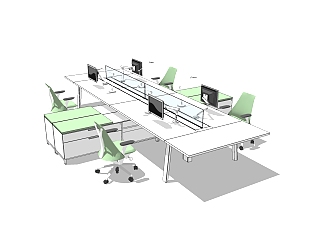 办工桌草图大师模型，办工桌skp模型，办工桌su素材下载