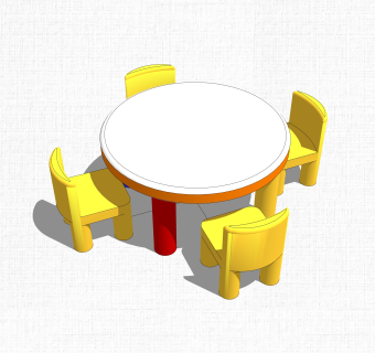 现代幼儿园桌椅草图大师模型，儿童桌椅su模型下载