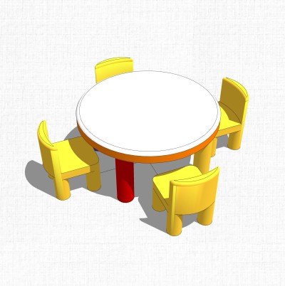 现代幼儿园桌椅草图大师模型，儿童桌椅su模型下载