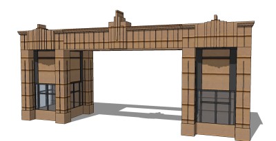 欧式入口大门草图大师模型下载，入口大门sketchup模型