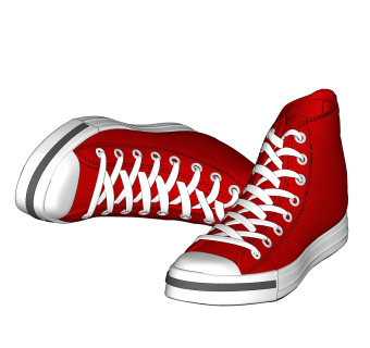 现代帆布鞋板鞋草图大师模型,服装店衣架su模型下载