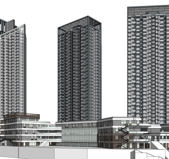 现代高层办公楼草图大师模型，高层办公楼sketchup模型免费下载