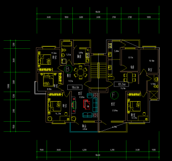 小区住宅户型平面图，户型CAD施工图纸下载