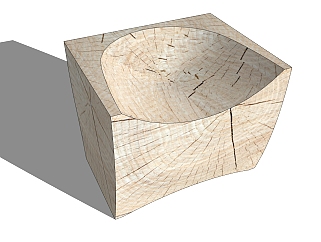 自然风实木凳子su模型，木凳子草图大师模型下载