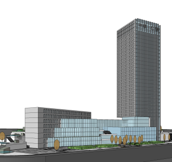 现代高层办公楼草图大师模型，高层办公楼sketchup模型免费下载