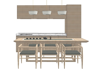 北欧<em>餐桌椅</em>su模型，厨房餐桌长餐桌sketchup模型下载