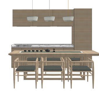 北欧餐桌椅su模型，厨房餐桌长餐桌sketchup模型下载