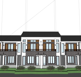 现代独栋别墅草图大师模型下载，独栋别墅sketchup模型