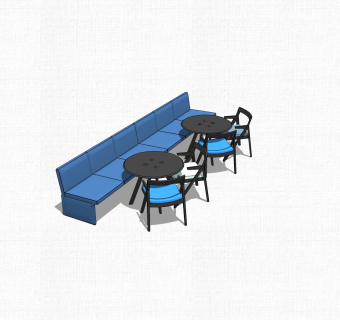 现代蓝色休闲办公沙发草图大师模型，办公沙发sketchup模型下载