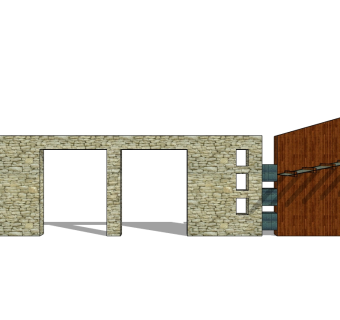 中式景观墙sketchup模型下载，景观墙草图大师模型
