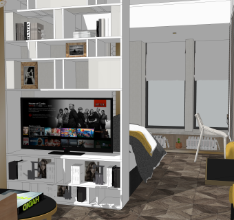 后现代轻奢公寓.草图大师模型，家装SU模型下载