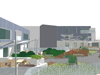 现代庭院景观草图大师模型，庭院景观sketchup模型下载