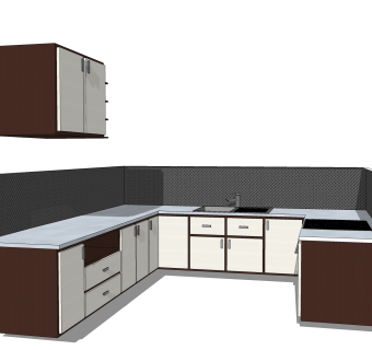现代橱柜草图大师模型，岛型橱柜sketchup模型下载