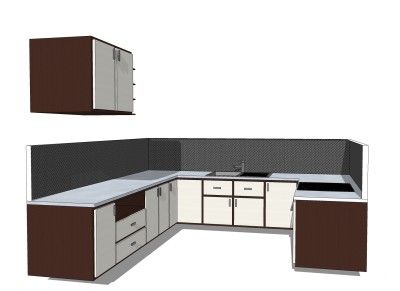 现代橱柜草图大师模型，岛型橱柜sketchup模型下载