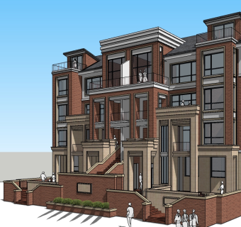 欧式连排别墅su模型免费下载，sketchup别墅草图大师模型