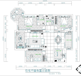 三室两厅黑白经典施工图及效果图和CAD模型下载