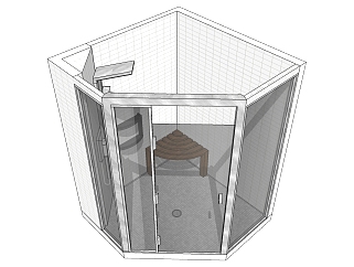 日式浴室skp文件下载，<em>浴室卫生间</em>草图大师模型